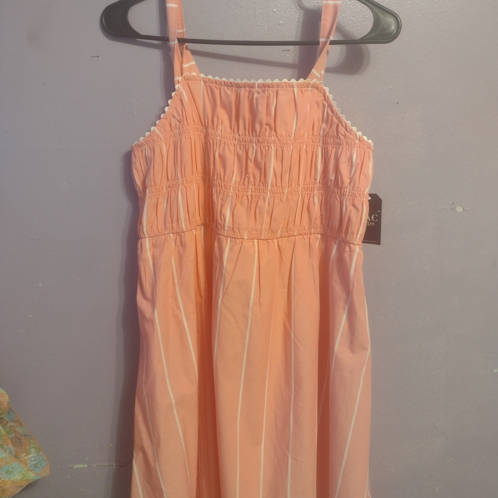 Peach Striped Kids Dress